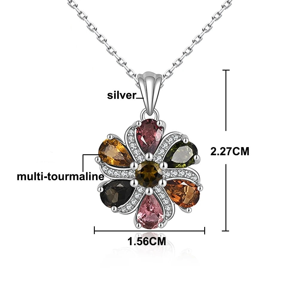 Multi Tourmaline Cluster Floral Necklace