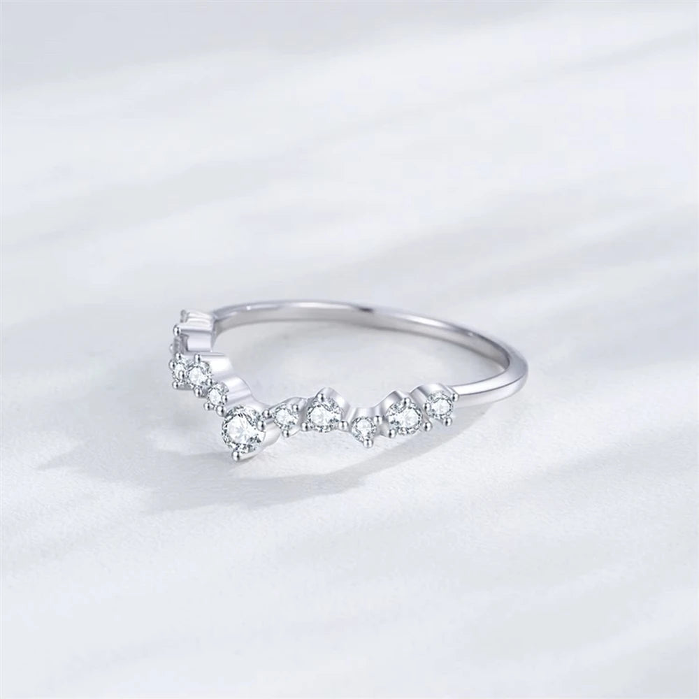 S925 Sterling Silver Wave Wishbone Ring – V-Shaped Stackable Band for Women | Minimalist Wedding Jewelry