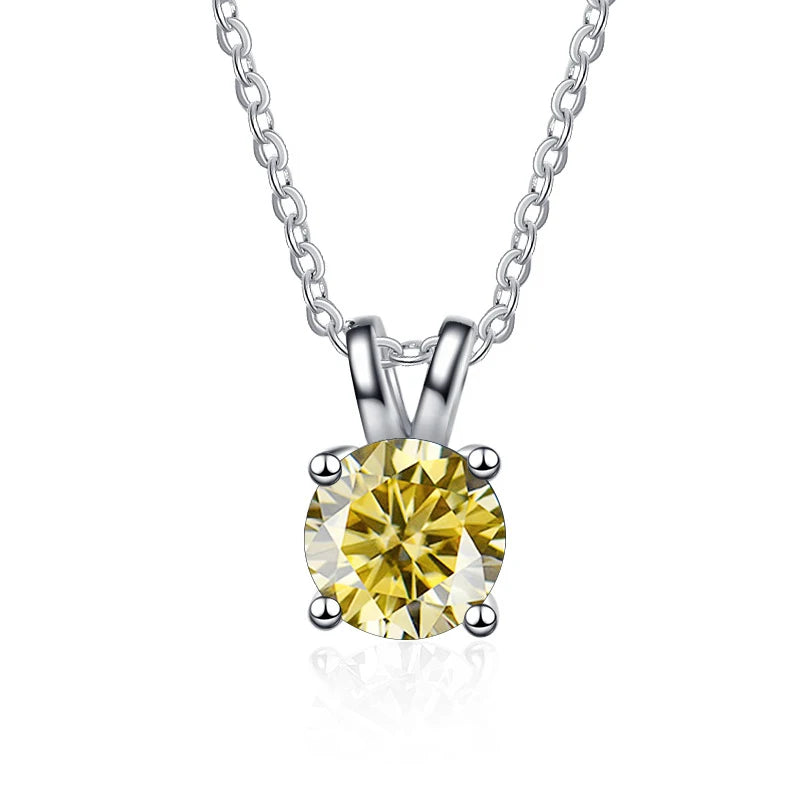 1 Carat Moissanite Solitaire Pendant Necklace – 925 Sterling Silver Bridal Wedding Jewelry Gift