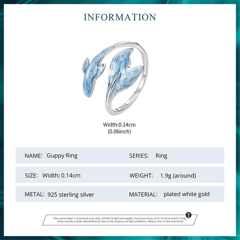 Blue Enamel Dolphin Open Ring