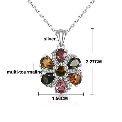 Multi Tourmaline Cluster Floral Necklace