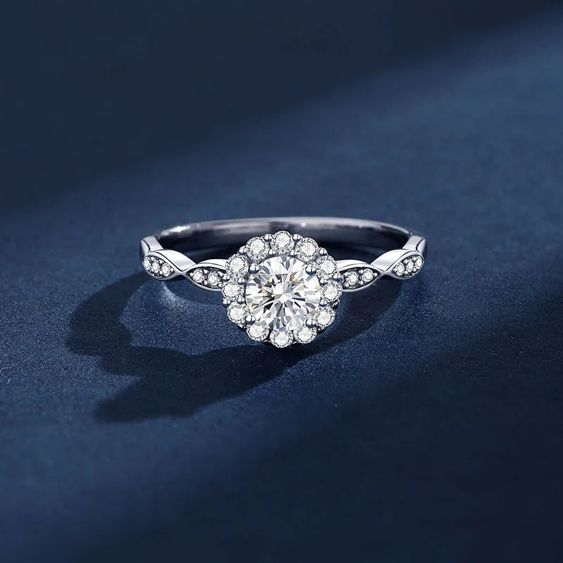 Cluster Halo Moissanite Engagement Ring