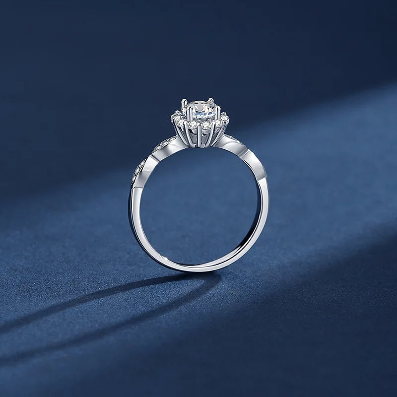 Cluster Halo Moissanite Engagement Ring