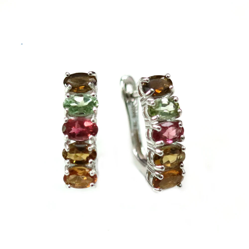 VAMORRA Oval Multi Tourmaline Hoop Earrings