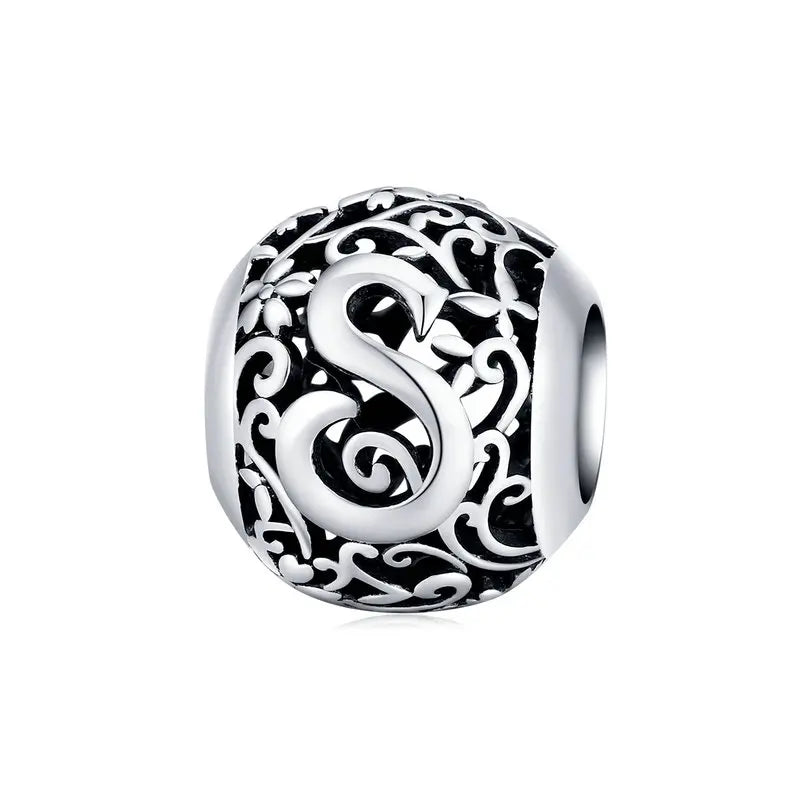925 Sterling Silver Vintage Alphabet Beads – Letter Charms for Bracelets