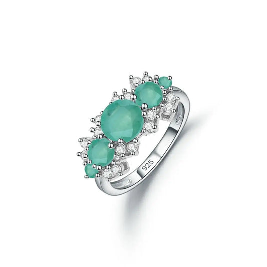 Emerald May Birthstone Ring in 925 Sterling Silver