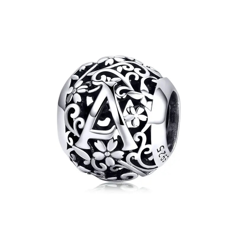 925 Sterling Silver Vintage Alphabet Beads – Letter Charms for Bracelets