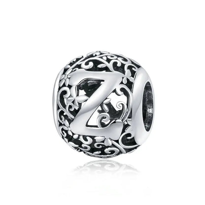 925 Sterling Silver Vintage Alphabet Beads – Letter Charms for Bracelets