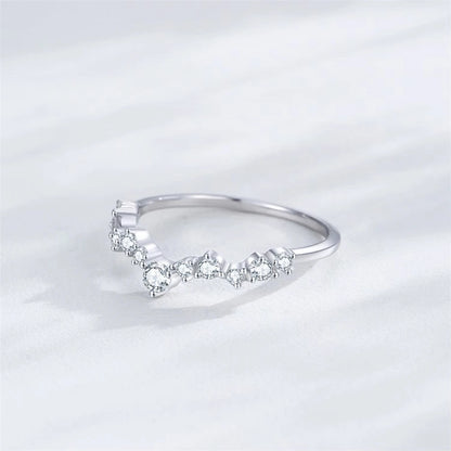 S925 Sterling Silver Wave Wishbone Ring – V-Shaped Stackable Band for Women | Minimalist Wedding Jewelry