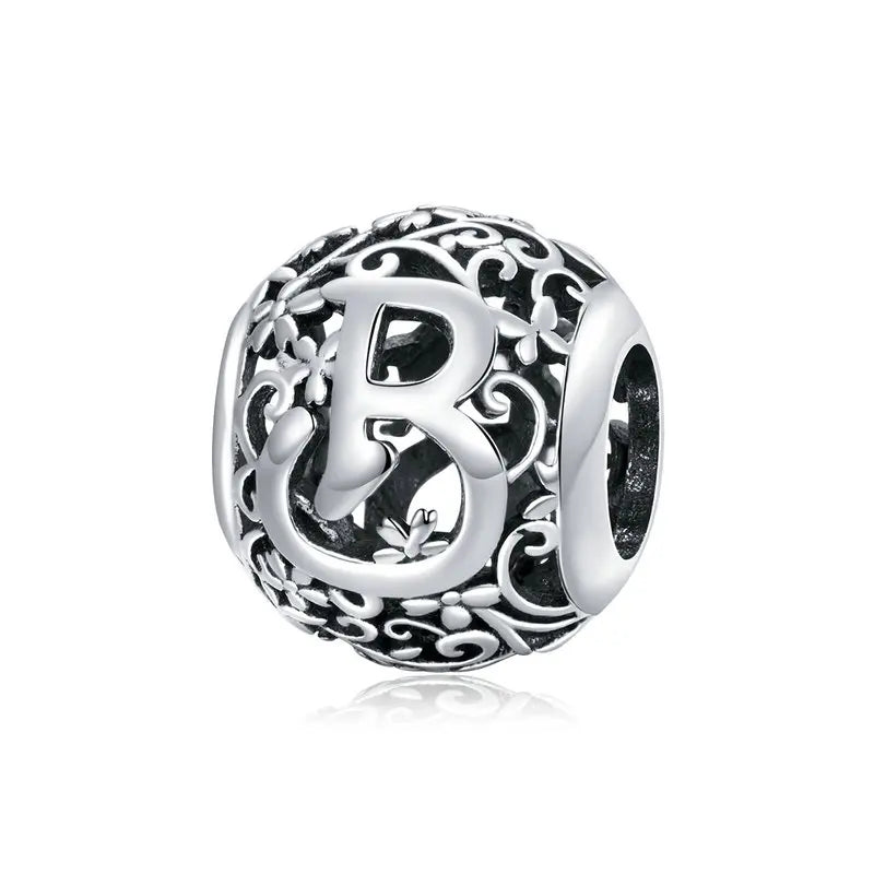 925 Sterling Silver Vintage Alphabet Beads – Letter Charms for Bracelets