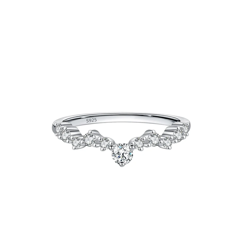 S925 Sterling Silver Wave Wishbone Ring – V-Shaped Stackable Band for Women | Minimalist Wedding Jewelry
