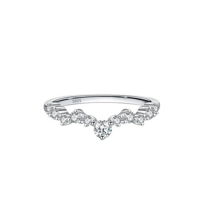 S925 Sterling Silver Wave Wishbone Ring – V-Shaped Stackable Band for Women | Minimalist Wedding Jewelry