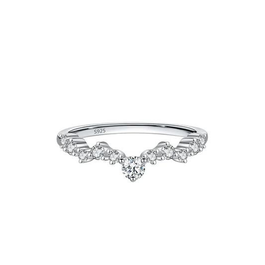 S925 Sterling Silver Wave Wishbone Ring – V-Shaped Stackable Band for Women | Minimalist Wedding Jewelry