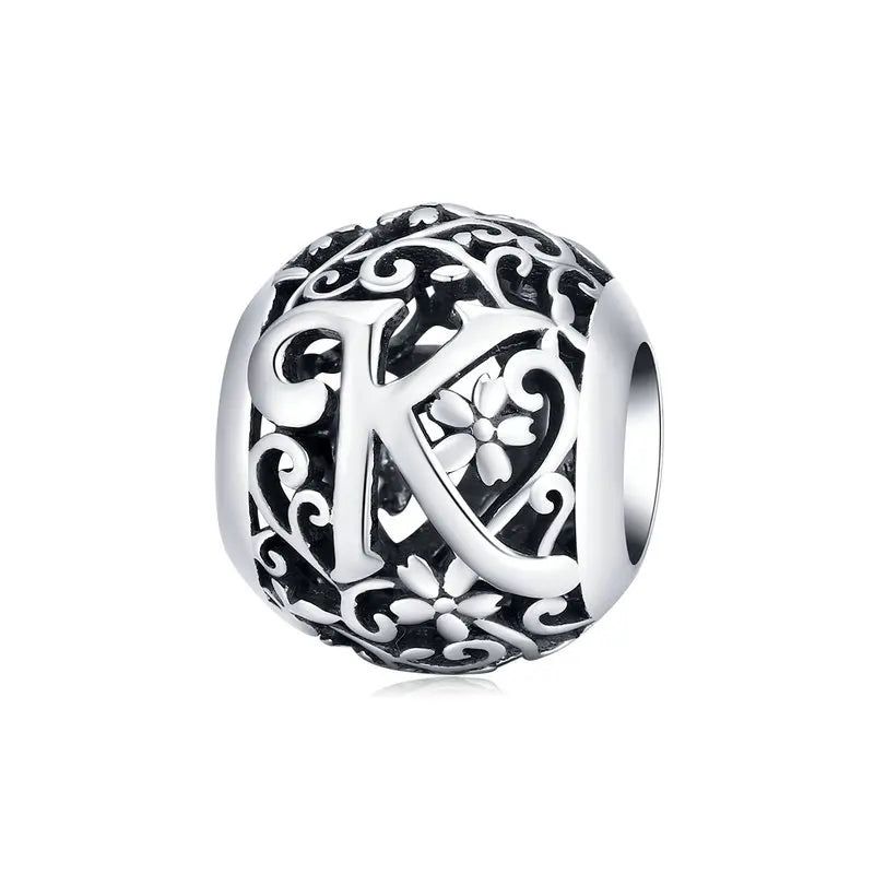 925 Sterling Silver Vintage Alphabet Beads – Letter Charms for Bracelets
