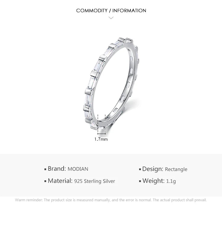 925 Sterling Silver Rainbow Emerald Cut CZ Ring
