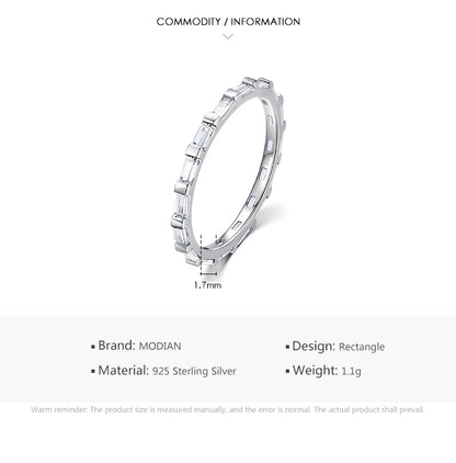 925 Sterling Silver Rainbow Emerald Cut CZ Ring