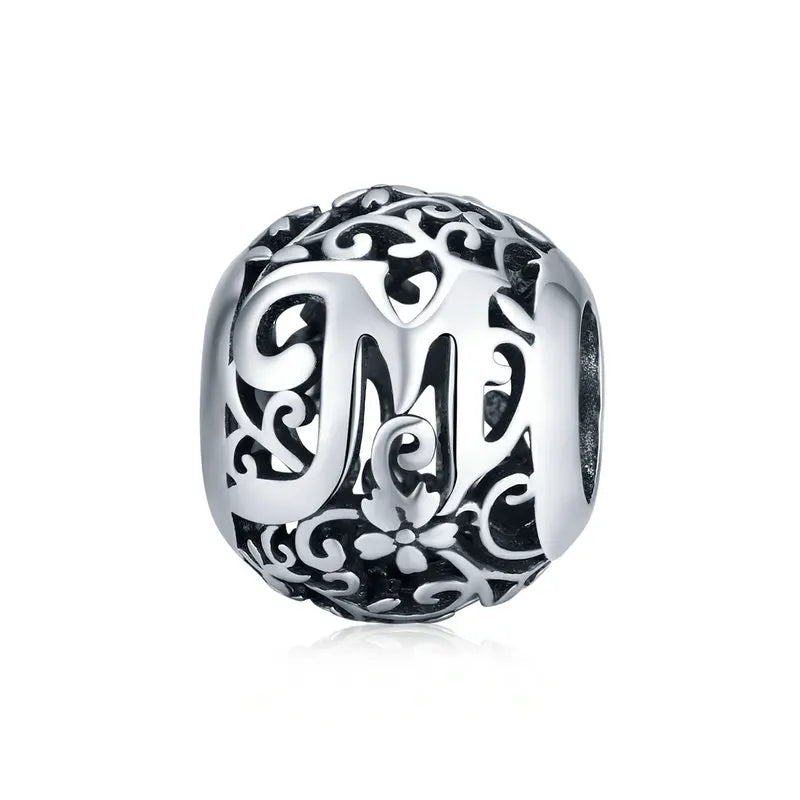 925 Sterling Silver Vintage Alphabet Beads – Letter Charms for Bracelets