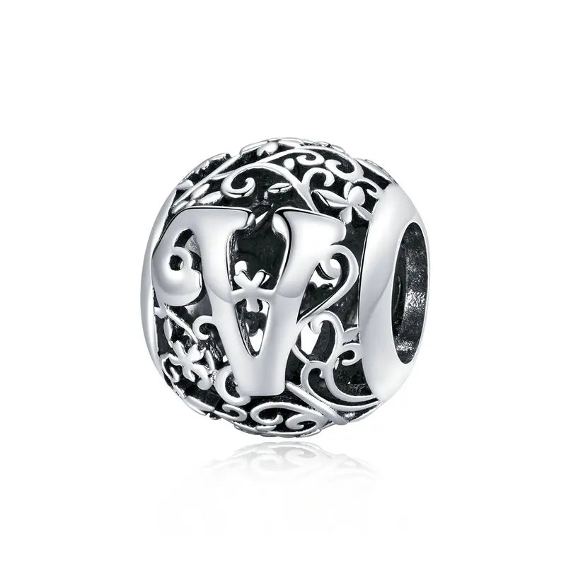 925 Sterling Silver Vintage Alphabet Beads – Letter Charms for Bracelets