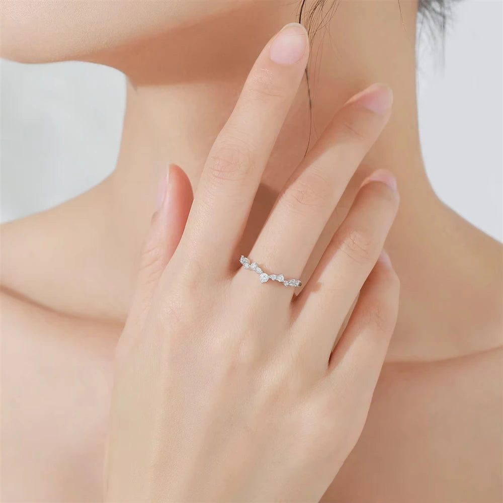 S925 Sterling Silver Wave Wishbone Ring – V-Shaped Stackable Band for Women | Minimalist Wedding Jewelry