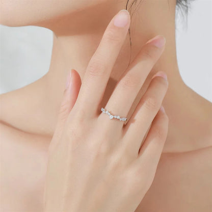 S925 Sterling Silver Wave Wishbone Ring – V-Shaped Stackable Band for Women | Minimalist Wedding Jewelry