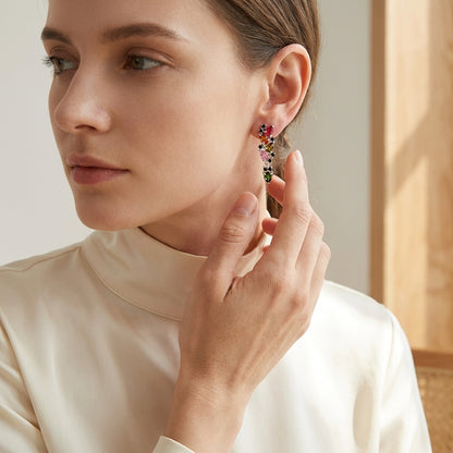 Multi Tourmaline Dangle Earrings in 925 Sterling Silver