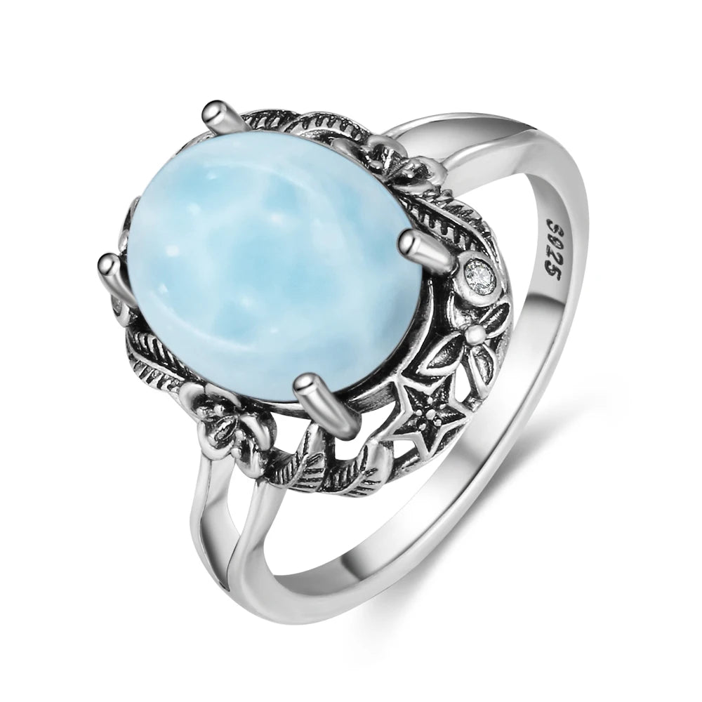 Natural Larimar Vintage Ring