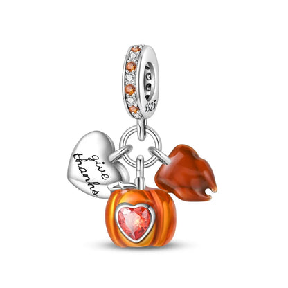 Luminous Pumpkin Charm Collection in 925 Sterling Silver – Glow-in-the-Dark Bracelet Charms