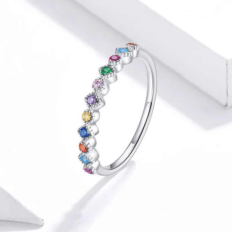 Multicolor Sapphire Rainbow Gemstone Eternity Ring