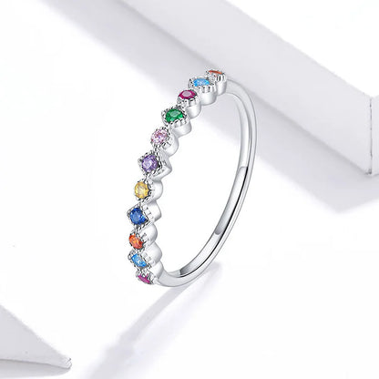 Multicolor Sapphire Rainbow Gemstone Eternity Ring