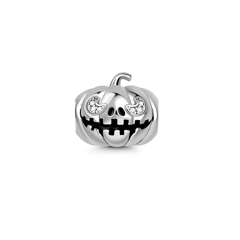 925 Sterling Silver Halloween Charm – Pumpkin Wagon & Magic Hat Bead for Bracelet or Pendant