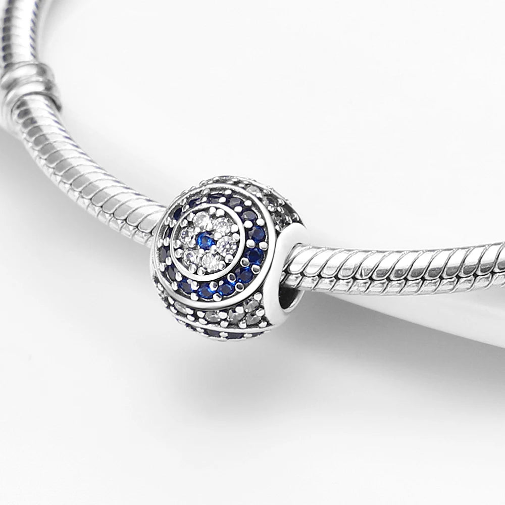925 Sterling Silver Evil Eye & Hamsa Charms – Blue CZ Protection Beads for Bracelet or Necklace