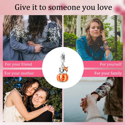 Luminous Pumpkin Charm Collection in 925 Sterling Silver – Glow-in-the-Dark Bracelet Charms