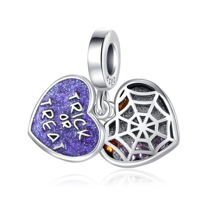 925 Sterling Silver Halloween Charm – Pumpkin Wagon & Magic Hat Bead for Bracelet or Pendant