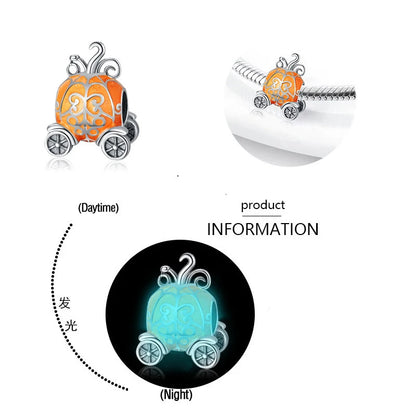 925 Sterling Silver Halloween Charm – Pumpkin Wagon & Magic Hat Bead for Bracelet or Pendant
