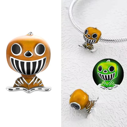 925 Sterling Silver Halloween Charm – Pumpkin Wagon & Magic Hat Bead for Bracelet or Pendant