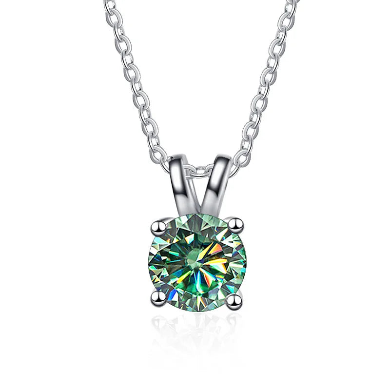 1 Carat Moissanite Solitaire Pendant Necklace – 925 Sterling Silver Bridal Wedding Jewelry Gift