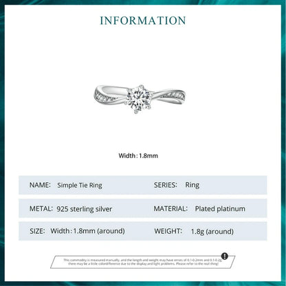 925 Sterling Silver Twisted Geometric Ring with Sparkling CZ