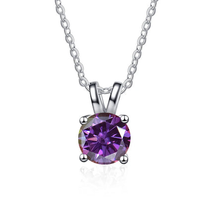 1 Carat Moissanite Solitaire Pendant Necklace – 925 Sterling Silver Bridal Wedding Jewelry Gift