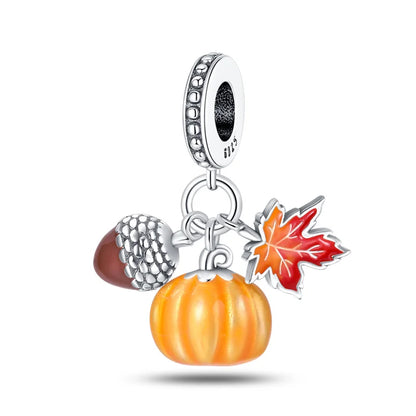 Luminous Pumpkin Charm Collection in 925 Sterling Silver – Glow-in-the-Dark Bracelet Charms