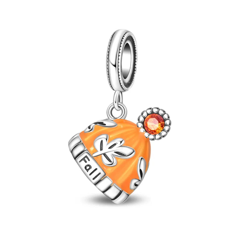 Luminous Pumpkin Charm Collection in 925 Sterling Silver – Glow-in-the-Dark Bracelet Charms