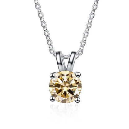 1 Carat Moissanite Solitaire Pendant Necklace – 925 Sterling Silver Bridal Wedding Jewelry Gift