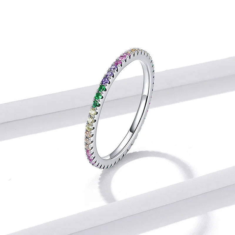 Multicolor Sapphire Rainbow Gemstone Eternity Ring