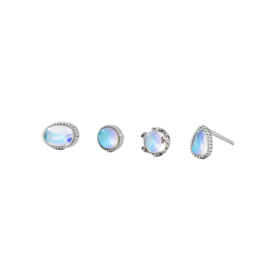 Moonstone Stud Earrings in 925 Sterling Silver