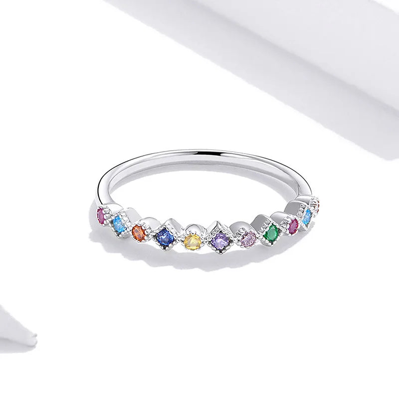Multicolor Sapphire Rainbow Gemstone Eternity Ring