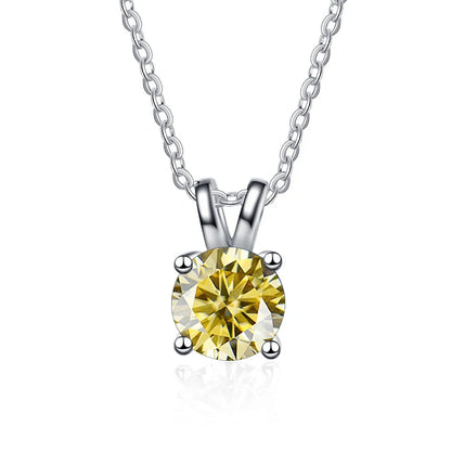 1 Carat Moissanite Solitaire Pendant Necklace – 925 Sterling Silver Bridal Wedding Jewelry Gift