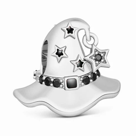 925 Sterling Silver Halloween Charm – Pumpkin Wagon & Magic Hat Bead for Bracelet or Pendant