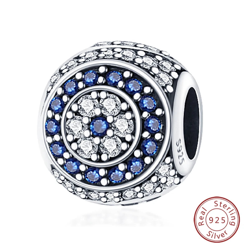 925 Sterling Silver Evil Eye & Hamsa Charms – Blue CZ Protection Beads for Bracelet or Necklace