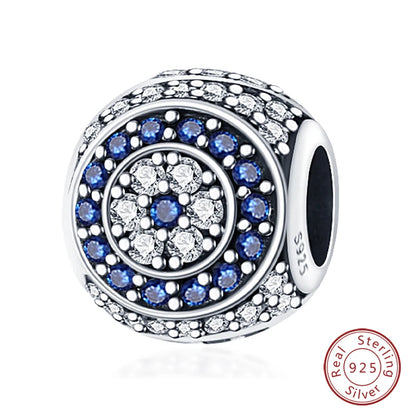925 Sterling Silver Evil Eye & Hamsa Charms – Blue CZ Protection Beads for Bracelet or Necklace
