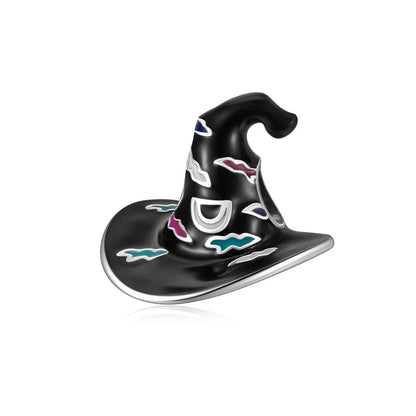 925 Sterling Silver Halloween Charm – Pumpkin Wagon & Magic Hat Bead for Bracelet or Pendant