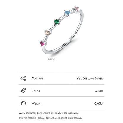 Multi Birthstone Station Ring in 925 Sterling Silver – Minimalist Bar Style Ring